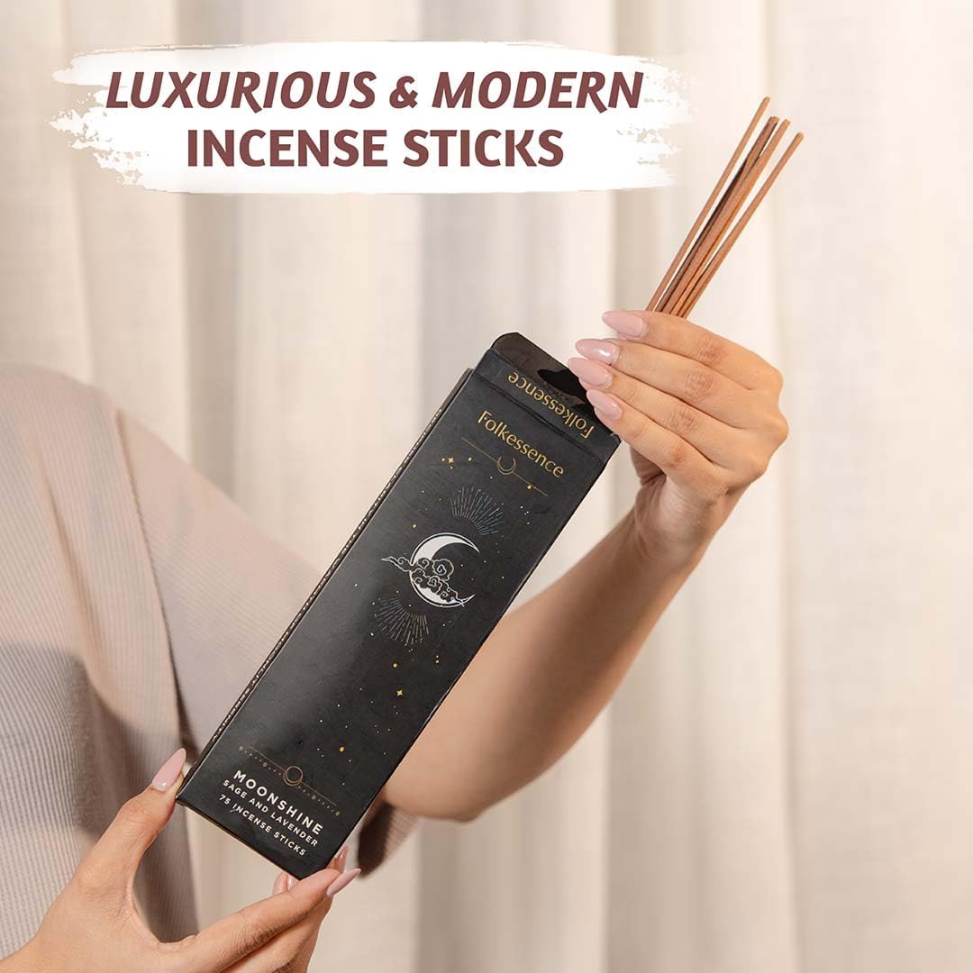 Folkulture Incense Sticks for Home | Pack of 75 (8") Insence-Sticks for Meditation with 45 Mins Burn Time | Organic Insence Aromatherapy Lavender Inscents-Stick | Non Toxic Inscent for Gifts for Her