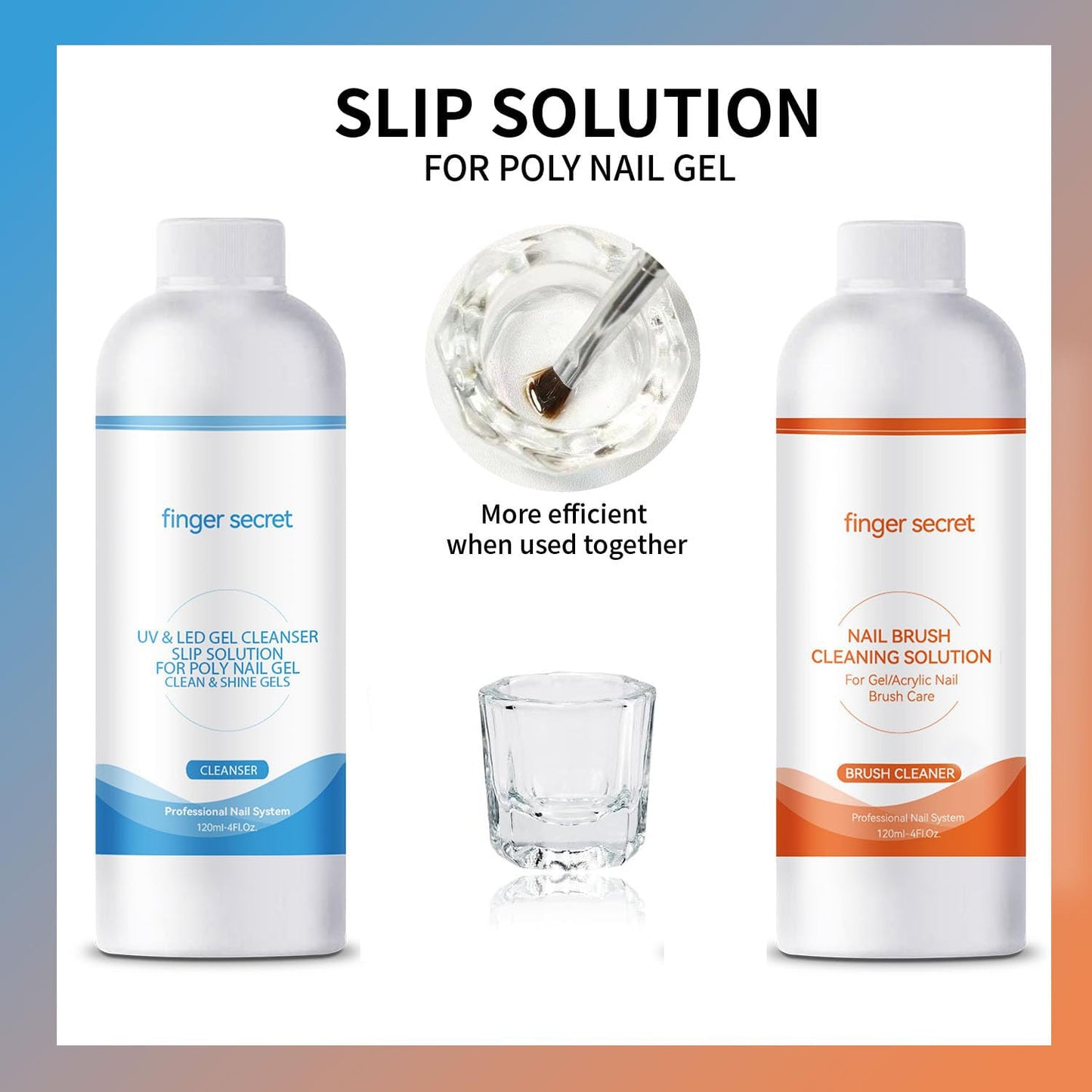 Slip Solution Kit Slip Solution & Nail Brush Cleaner Slip Solution for Poly Gel Nails Quickly Clean Nail Brushes with Glass Cup Nail Cleaning pads Easy DIY Poly Gel Nail at Home