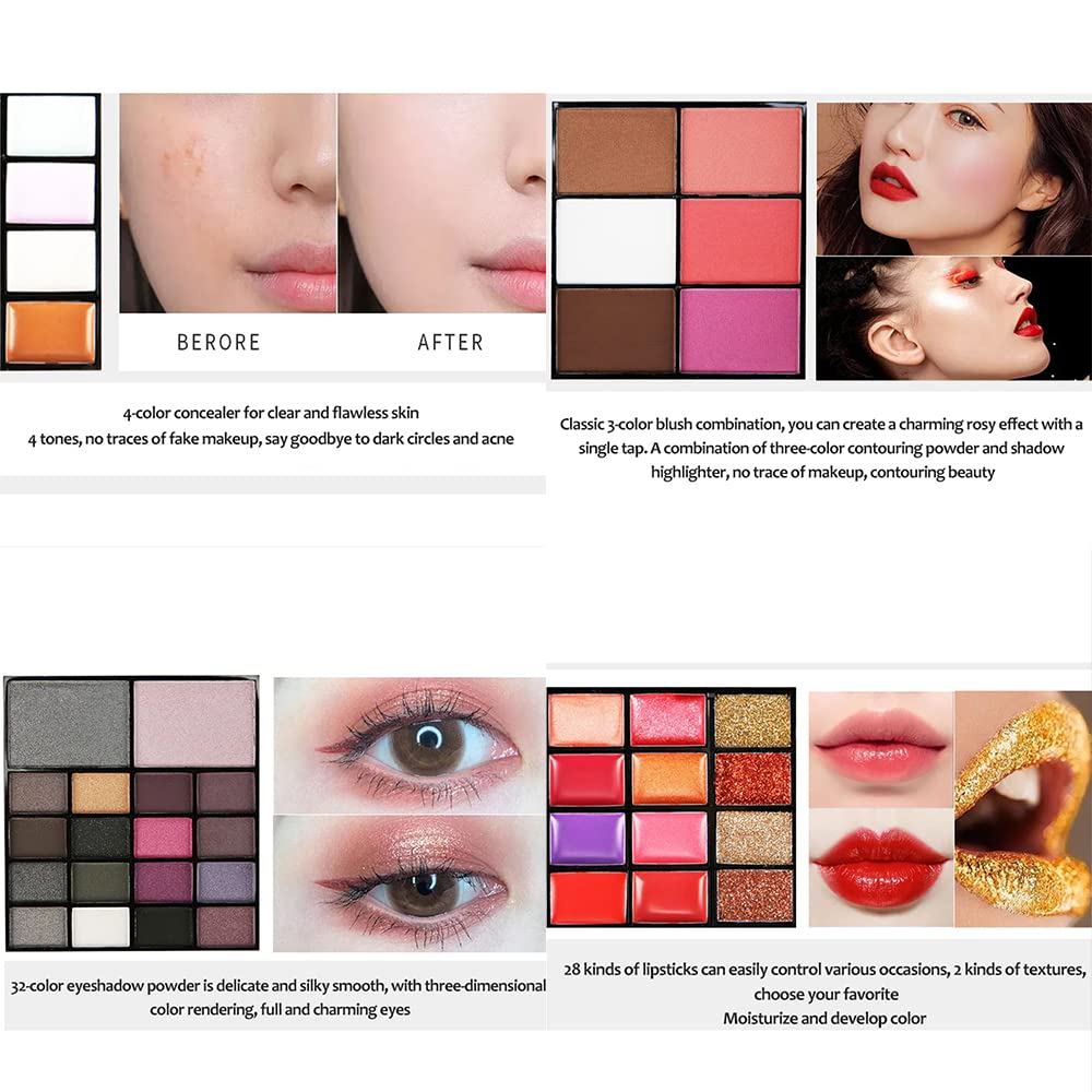 Beginner Makeup Kits For Teenagers All In one Makeup Palette 74 Color Makeup Set For Women Girls Included Eyeshadow Lipstick Lipgloss Kits Blush Foundation Mascara Liquid Eyeliner Pencil Make up Brushes