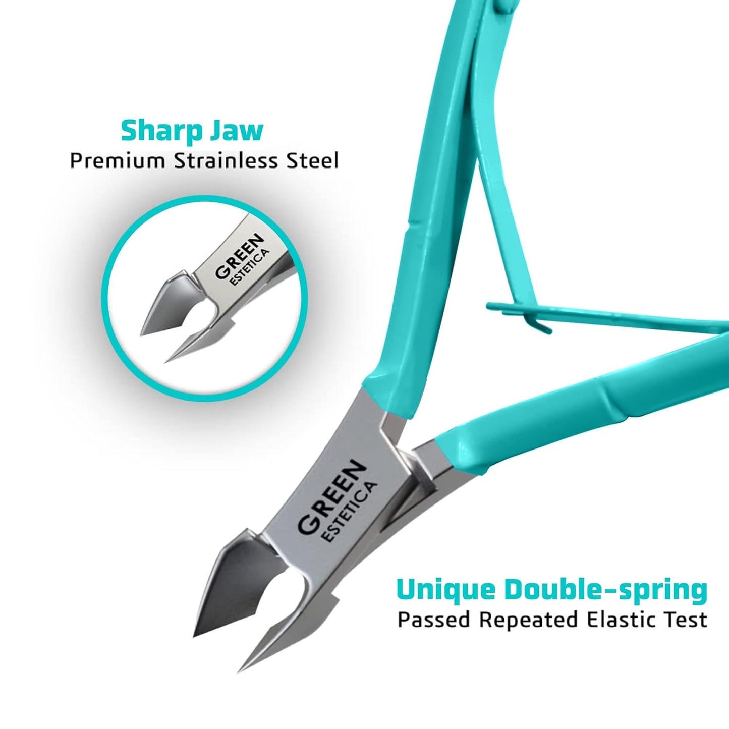 Professional Cuticle Trimmer Nail Cuticle Cutter Stainless Steel Cuticle Nippers with Sharp Blades of Cuticle Remover Clippers Manicure Tools Double Spring for Nail Care Pedicure Nail Tools (Cyan)