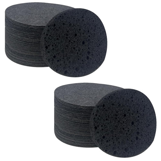 100-Count Facial Sponges Compressed Natural Cellulose Sponge Round Shape Face Sponge for Face Cleansing Exfoliating and Makeup Removal, Black