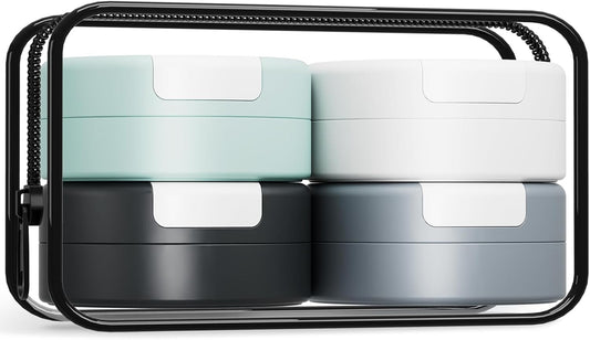 Gemice Travel Containers for Toiletries, Magnetic Travel Containers, TSA Approved Cream Jars with Toiletry Bag, Leak-proof Small 1oz Capsules Set with Multiple Labels for Organization (4 Pack)