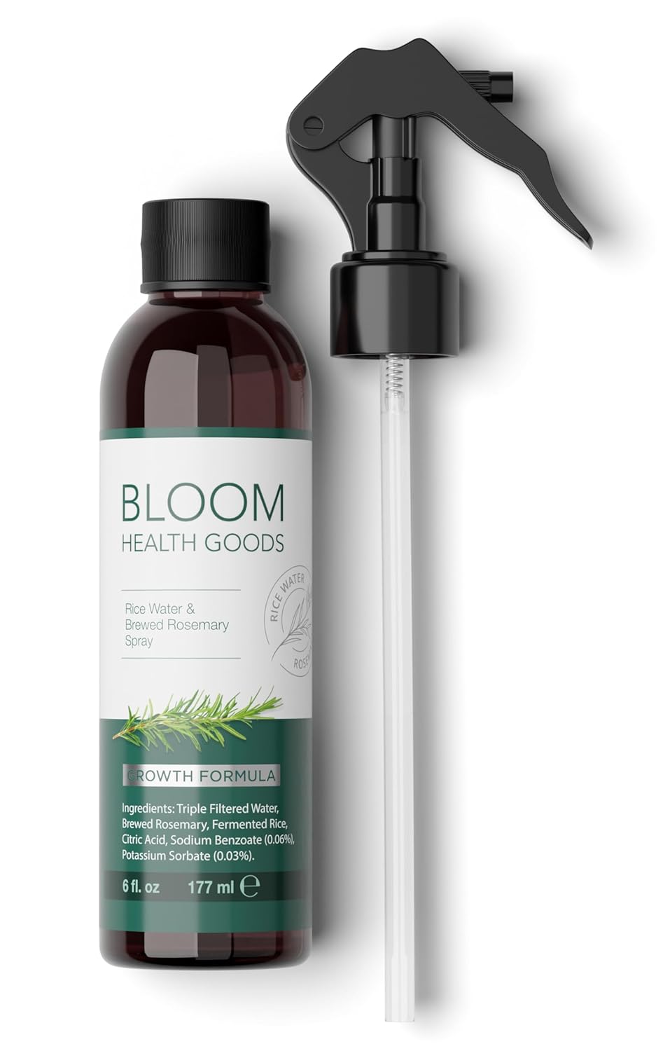Rosemary & Fermented Rice Water Hair Growth Spray – Whole Plant Natural Ingredients for Strong, Healthy Hair (6 oz)