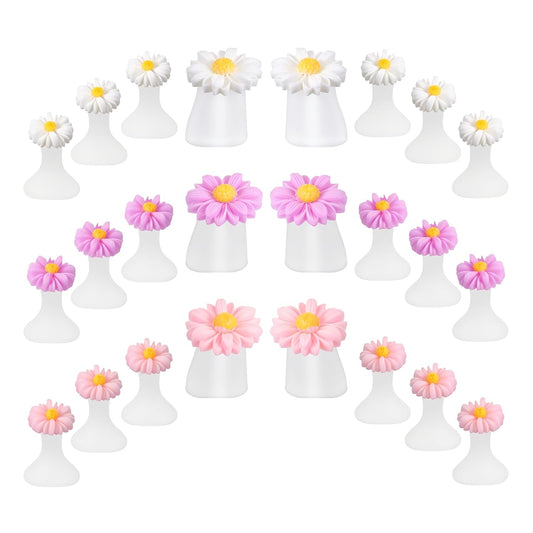 24 PCS Daisy Silicone Toe Separators Flower Toes Spacers Pedicures Silicone Toe Nail Separator Pedicure Toes Dividers for Women Pedicure Nails Salon Foot Spacers Nail Art Tools (Pink, Purple, White)