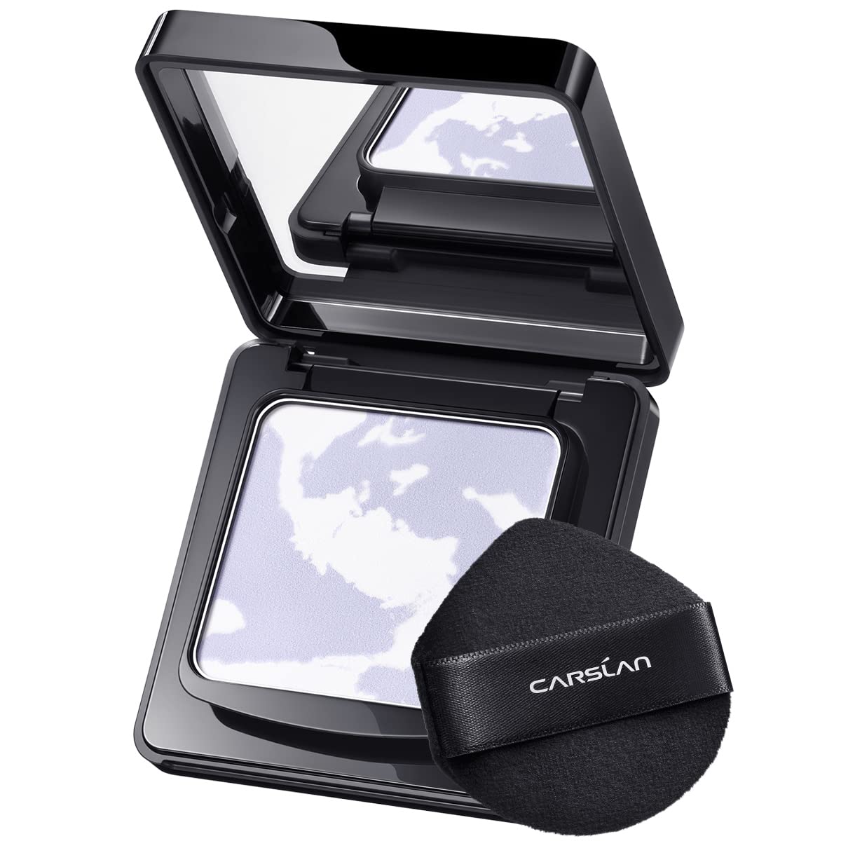 Oil Control Face Pressed Powder Compact, 24H Longlasting Waterproof Pressed Setting Powder Foundation Makeup, Shine Free, Poreless, Smooth, 03 Light Purple for dry skin (0.28Oz)