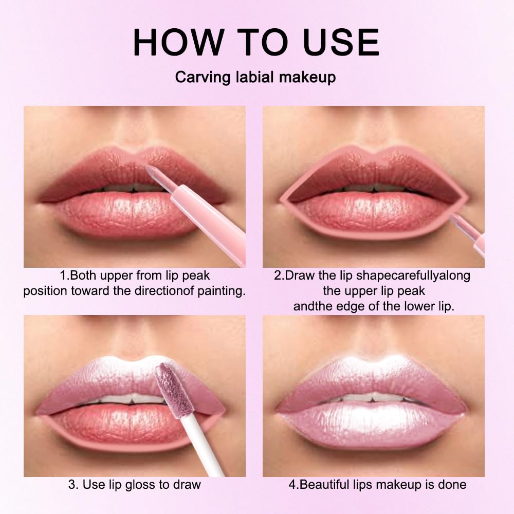 Kaely 2-in-1 Light Pink Metallic Lipstick and Lip Liner, Shimmer Liquid Metallic Lipsticks for Women, Glitter Lip Gloss Stain Long Lasting Waterproof Smudge Proof 24 Hour, Vegan Makeup, 02