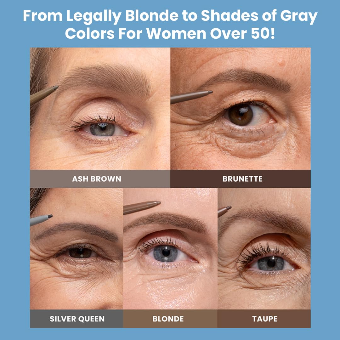 PrimeBrow Pencil for Mature Women – Ultra-Precise Tip for Natural, Hair-Like Strokes – Smudge-Proof & Long-Lasting Wear – Great for Thinning, Sparse, or Graying Brows (Blonde)