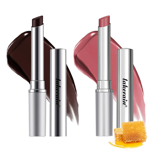 2Pcs Honey Lipstick Tinted Lip Balm, Deep Moisturizing Lip Color, Nourishing Lip Balm, Black and Pink Honey Lip Gloss, Hydrating Lipstick for All Skin Tones (Cherry + Pink)