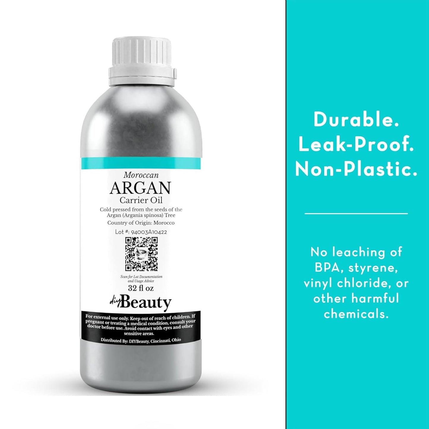 Bulk Argan Oil - 8 Fl Oz Large Size Bottle - Natural, Cold Pressed, 100 Percent Pure Argan Oil for Homemade Hair, Face and Skin Products - Light Aceite de Argan Carrier Oil