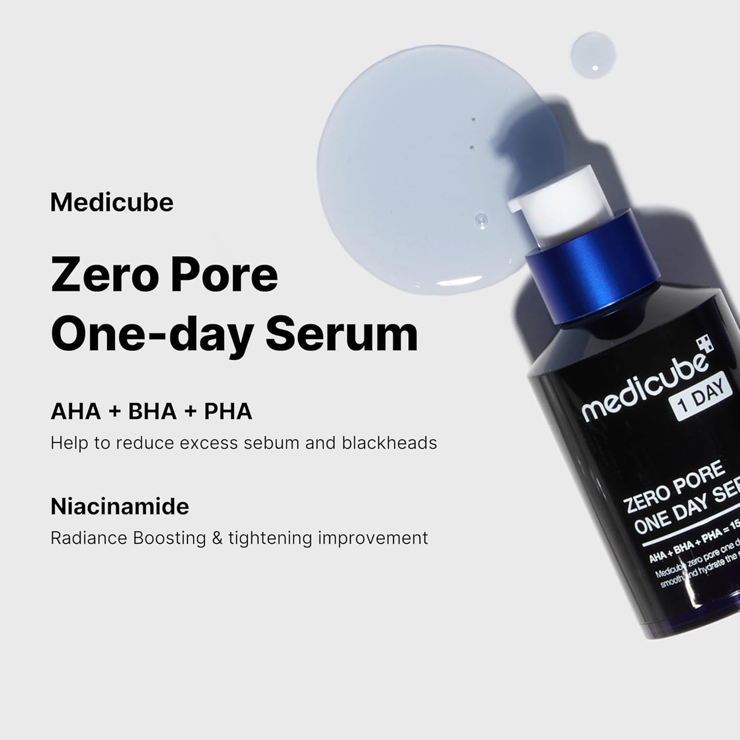 Medicube Zero Pore One-day Serum 1.01 fl.oz - Overnight Resurfacing Serum with Pore Tightening Complex - 15.2% AHA+BHA+PHA & 2% Niacinamide - 10.8% reduction in pore appearance after one day of use