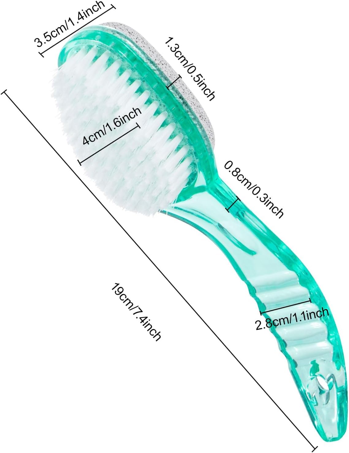 4 Pcs Foot Brush for Shower with Handle 2 in 1, Ooloveminso Large Foot Pumice Stone Brush Scrubber Foot File Calluses Remove Suitable for Horniness Foot Spa, Foot Care Smooth Skin (Green)