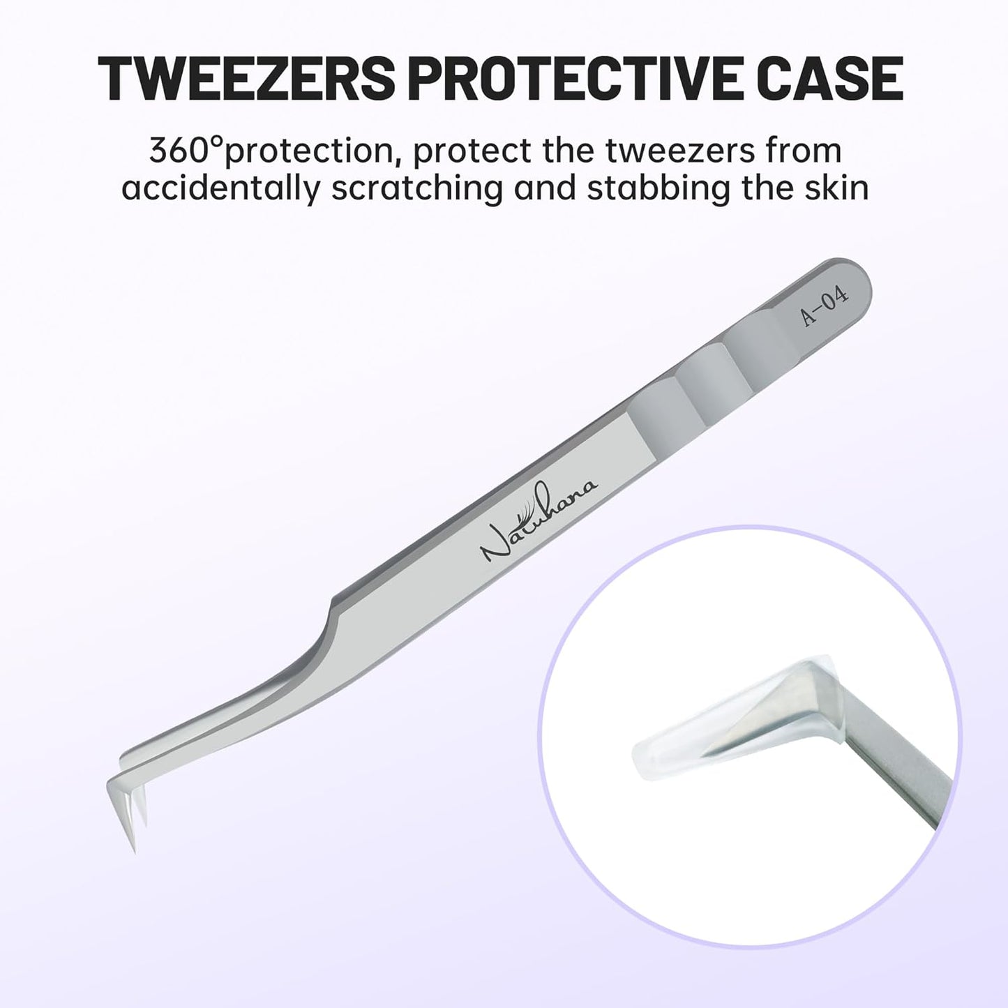 High Precision Lash Tweezers for Individual and Volume Eyelash Extensions Premium Stainless Steel Curved Fiber Tip Professional Isolation Tweezer