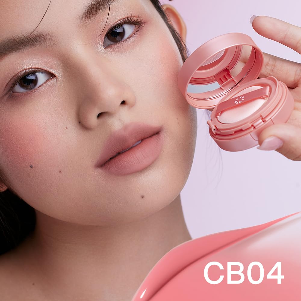 INTO YOU Cream Blush Air Cushion for Cheeks Eyes, Moisturizing, Lightweight, Dewy Finish Face Makeup, Long Wearing, Buildable, Blendable, Pigmented Liquid Blush, for All Skin Tones, Sunlit Peach