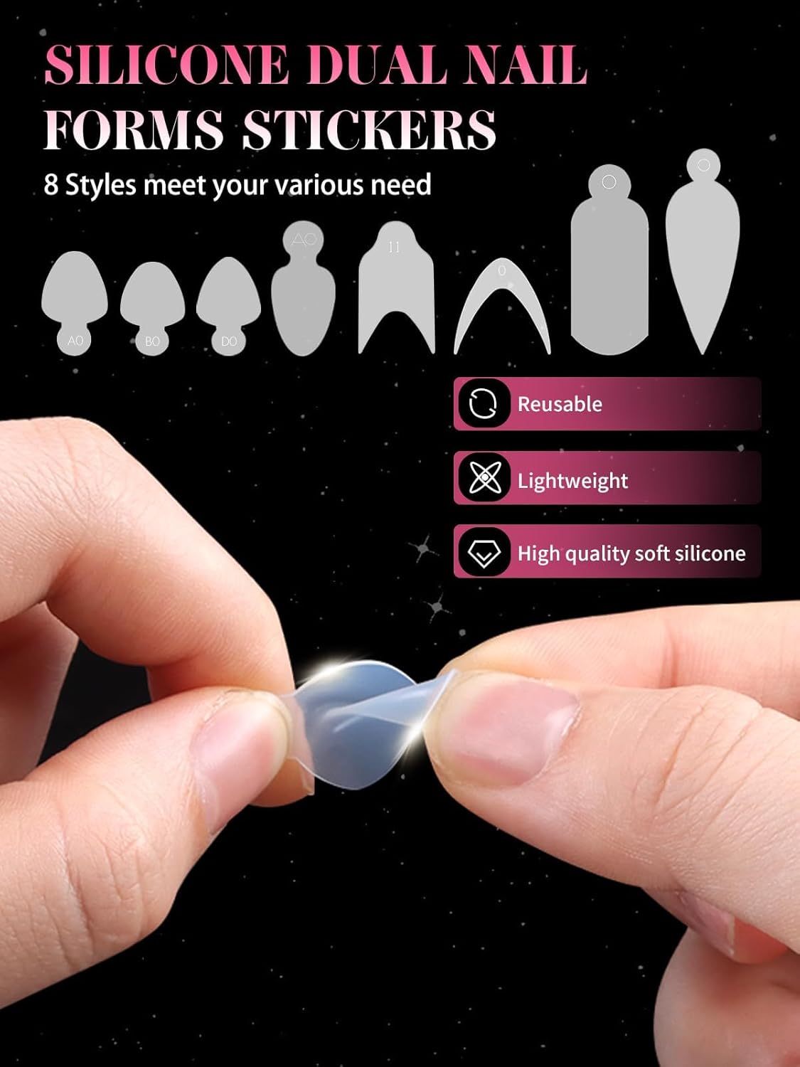 EBANKU Dual Nail Form Kit, 288PCS Poly Nail Gel Forms for French Nails, 12 Styles Dual Forms Silicone Reusable Pads, 5PCS Nail Clips, Gel Brush Pen Nail Files Buffer, Nail Extension Kit for Beginner