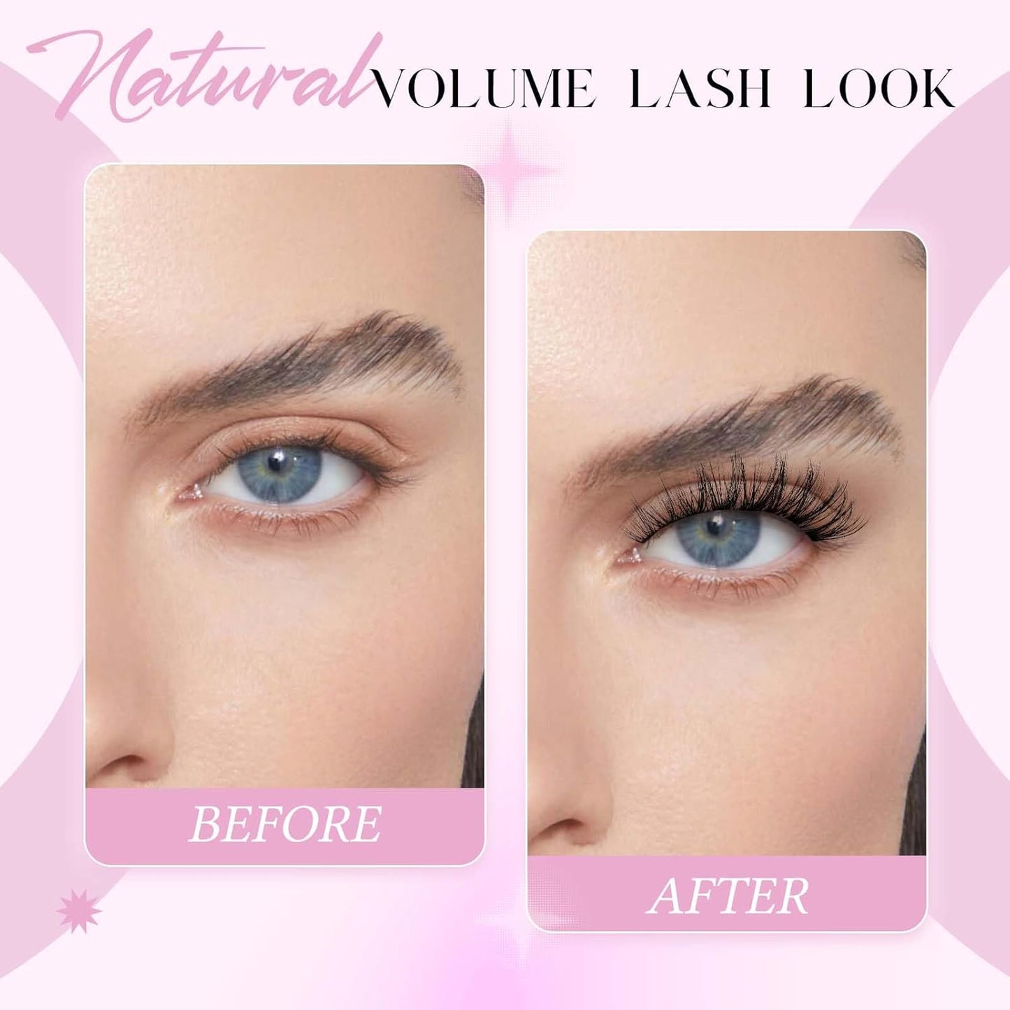 FADLASH False Eyelashes Kit Natural Cat Eye Lashes with Thin Band Wear Comfortable Black Fake Lashes 10 Pairs Lash Applicator Tool at Home, LZ209