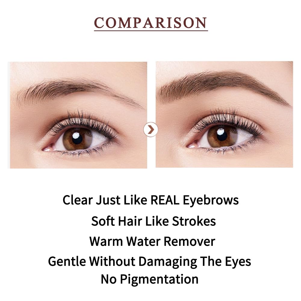 Waterproof Eyebrow Pen - Microblading Tattoo Brow Pencil, 24 Hours Long Lasting, Creates Natural Looking (Brunette - 2 PCS)