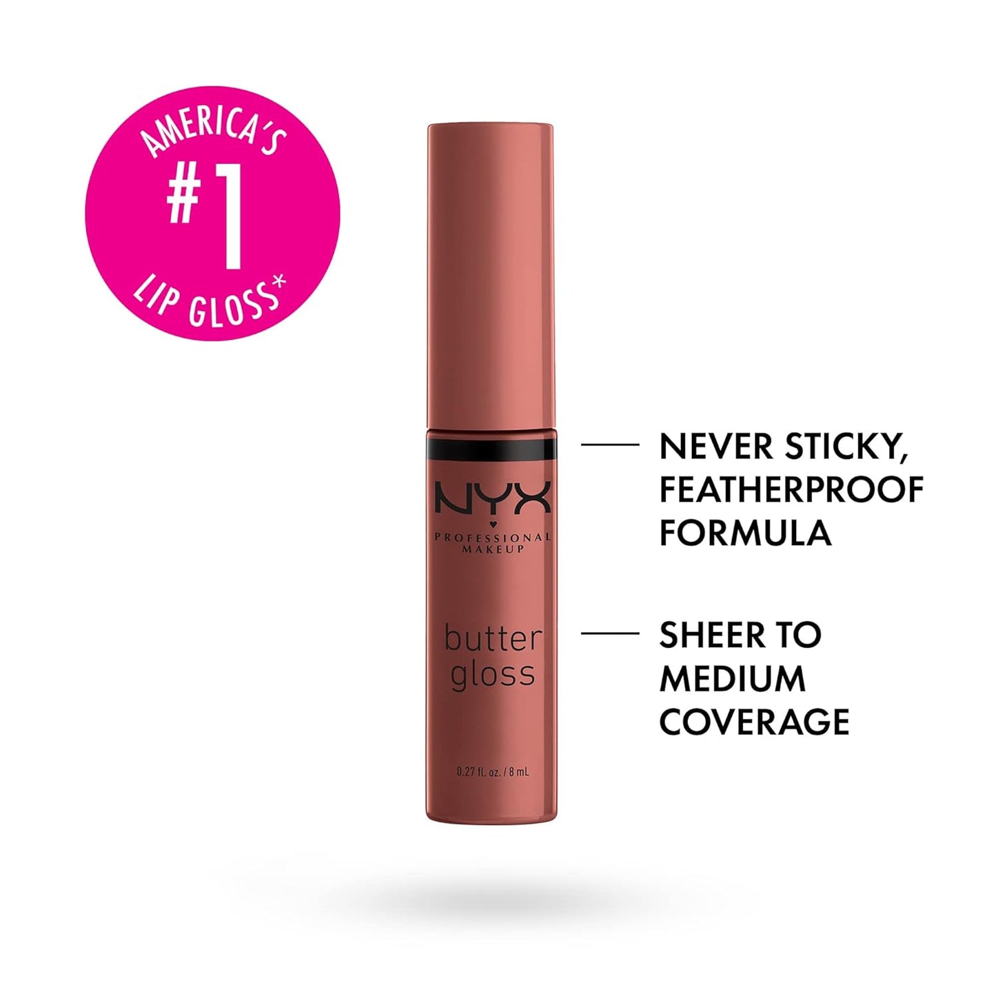 NYX PROFESSIONAL MAKEUP Makeup Setting Spray - Dewy Finish, Long-Lasting Vegan Formula (Packaging May Vary) & Butter Gloss, Non-Sticky Lip Gloss - Praline (Deep Nude)