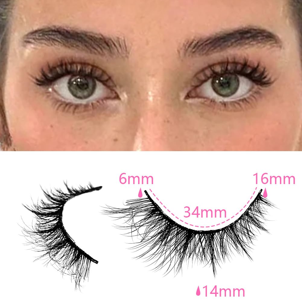 False Eyelashes 48 Pairs Faux Mink Lashes 14mm Wispy Lashes 3D Fluffy Cat Eye Lashes Pack Bulk Wholesale Strip Lashes(style 48-040)