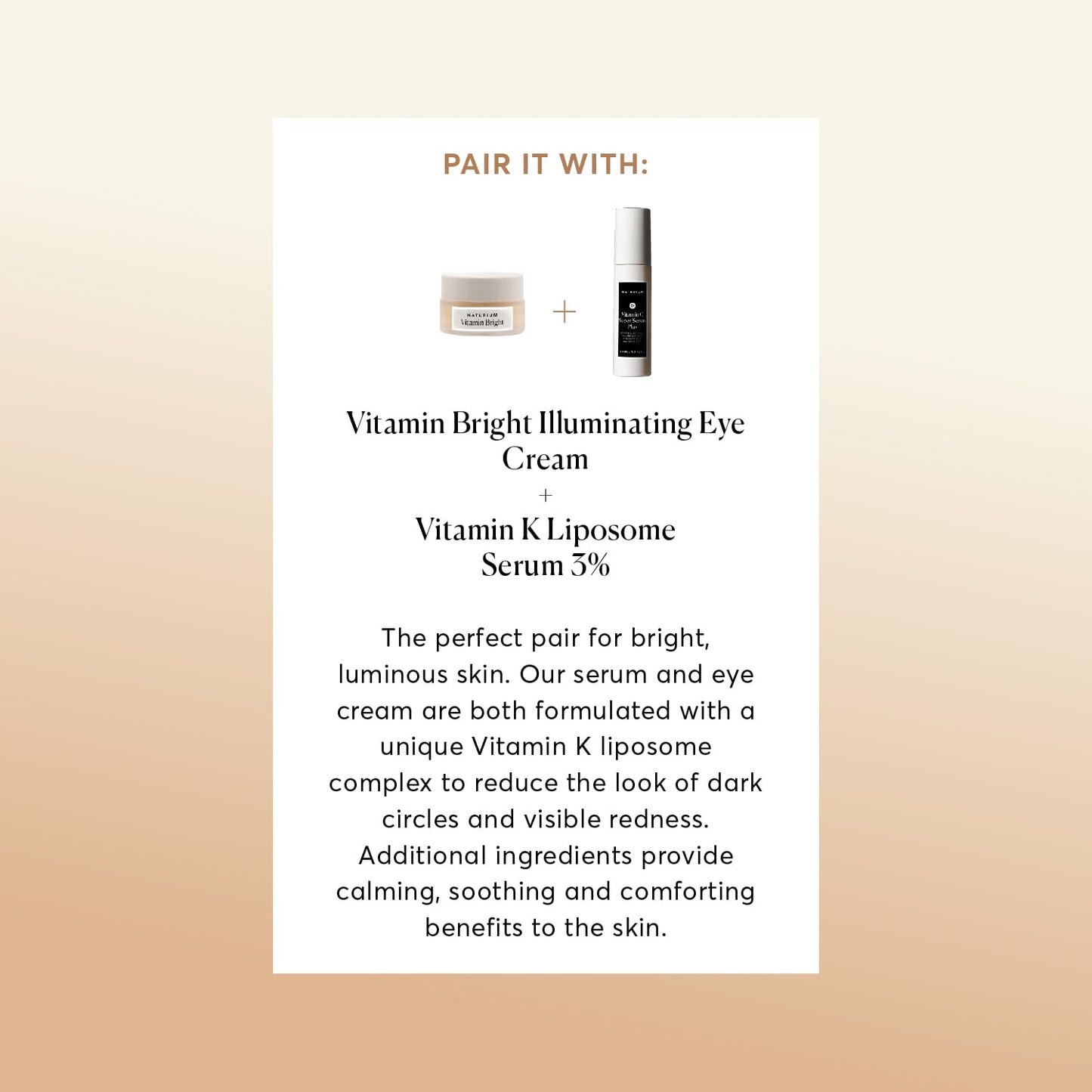 Naturium Vitamin Bright Illuminating Eye Cream, Under Eye Repair Cream for Dark Circles, with Vitamin K, Phyto-Complex, & Mineral Pigments, Medium/Deep, 0.5 oz