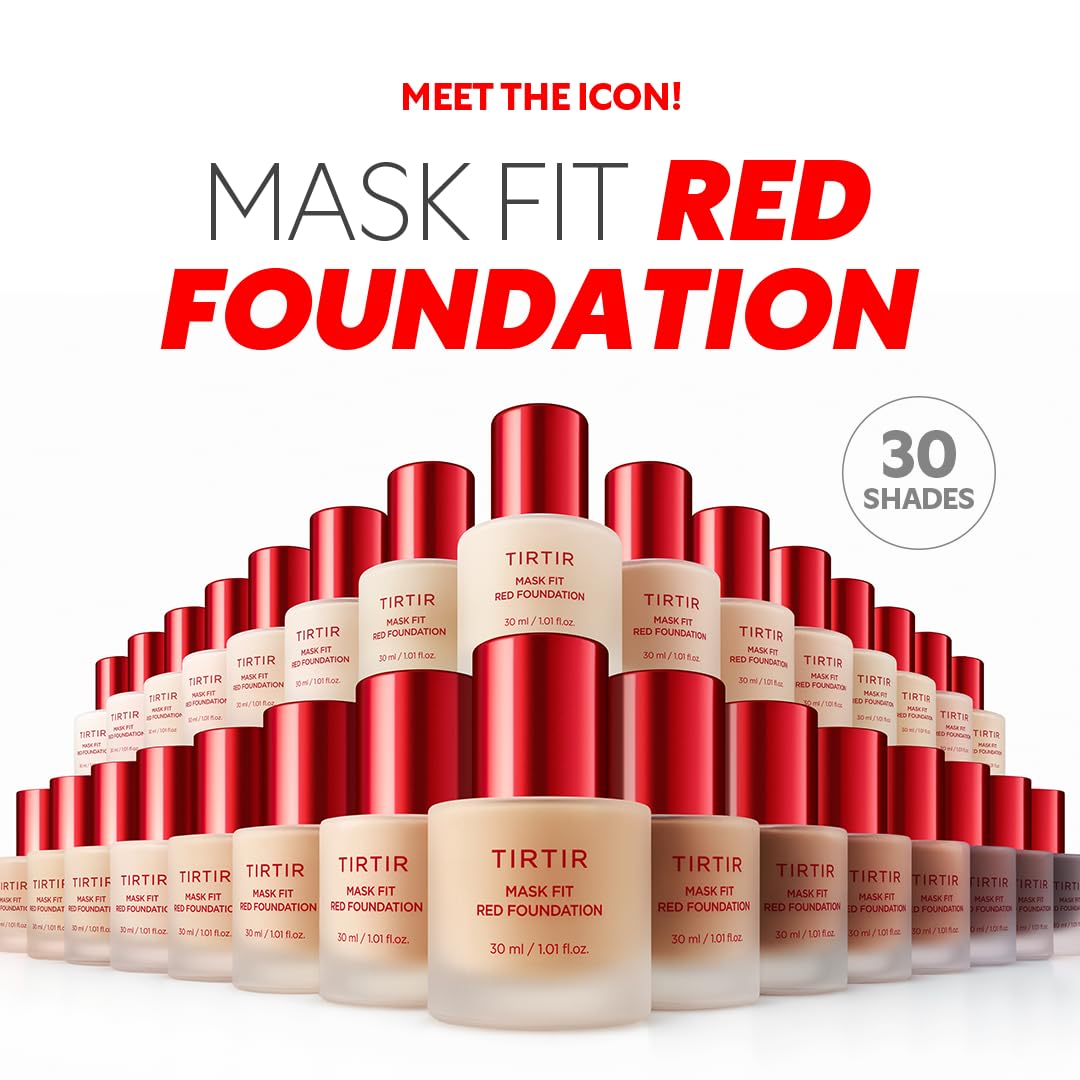 TIRTIR Mask Fit Red FoundationㅣLong Lasting Flawless Coverage, Energy Essence, Lightweight, Hydrating, Pore-Blurring, Breathable Satin Finish, Makeup, Radiant Skin, #15C Fair Porcelain, 1.01 Fl Oz