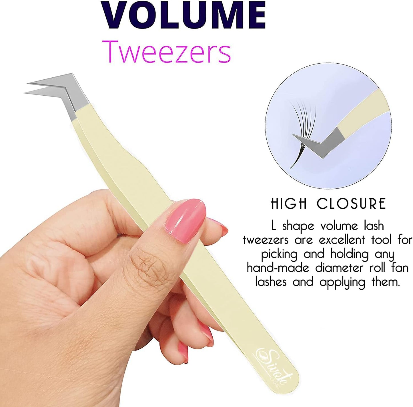 SIVOTE Lash Tweezers for Eyelash Extensions for Volume, Isolation & Classic Lashes, 3 Pack, Vanilla