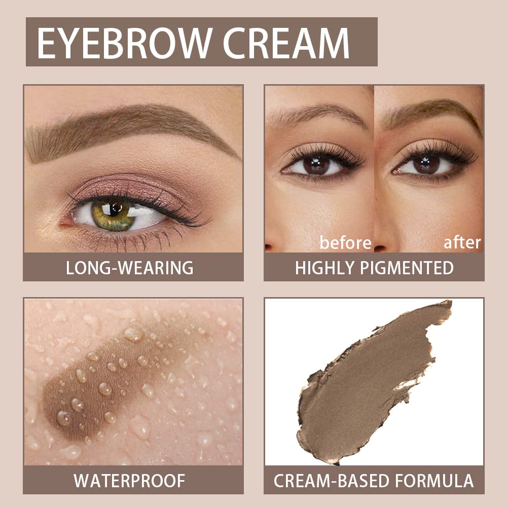 evpct Taupe Eyebrow Powder Pomade Gel Shaper Makeup Kit with Dual-ended Brush, Eyebrow Stencil Kit for Women Shaping, Eye Brow Pomade Stencil Shaper Tinting kits for Women, Long Lasting Waterproof