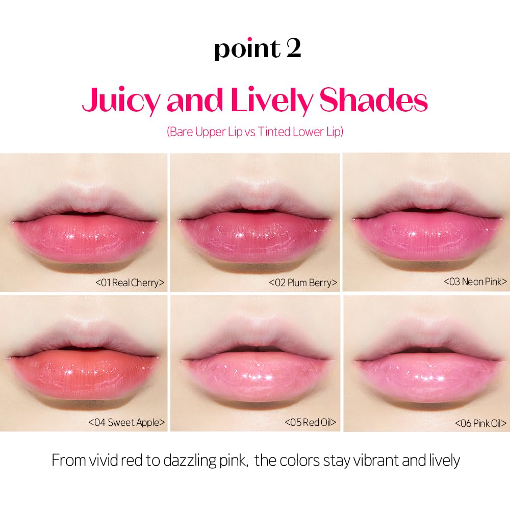 ETUDE Dear Darling Oil Tint #5 Red Oil 4.2g | High Moisturizing and Strong Hydrating Lip Oil/Lip Gloss | Smooth and Moist Lips | Non-Sticky Lip Oil Tint For Dry Lips | K-beauty