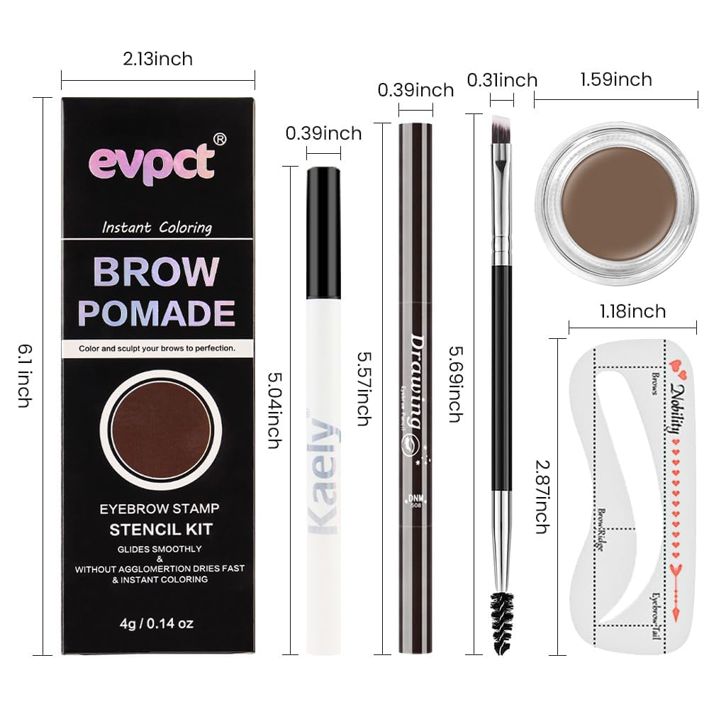 evpct Eyebrow Stencils Kit for Women Shaping, Eyebrow Shaper Makeup Kit, Eye Brow Stencil Shaper Tinting kits for Women, with Eyeliner, Eyebrows Pencil, Pomade, Brush and 10 Stencils, 07# TAUPE