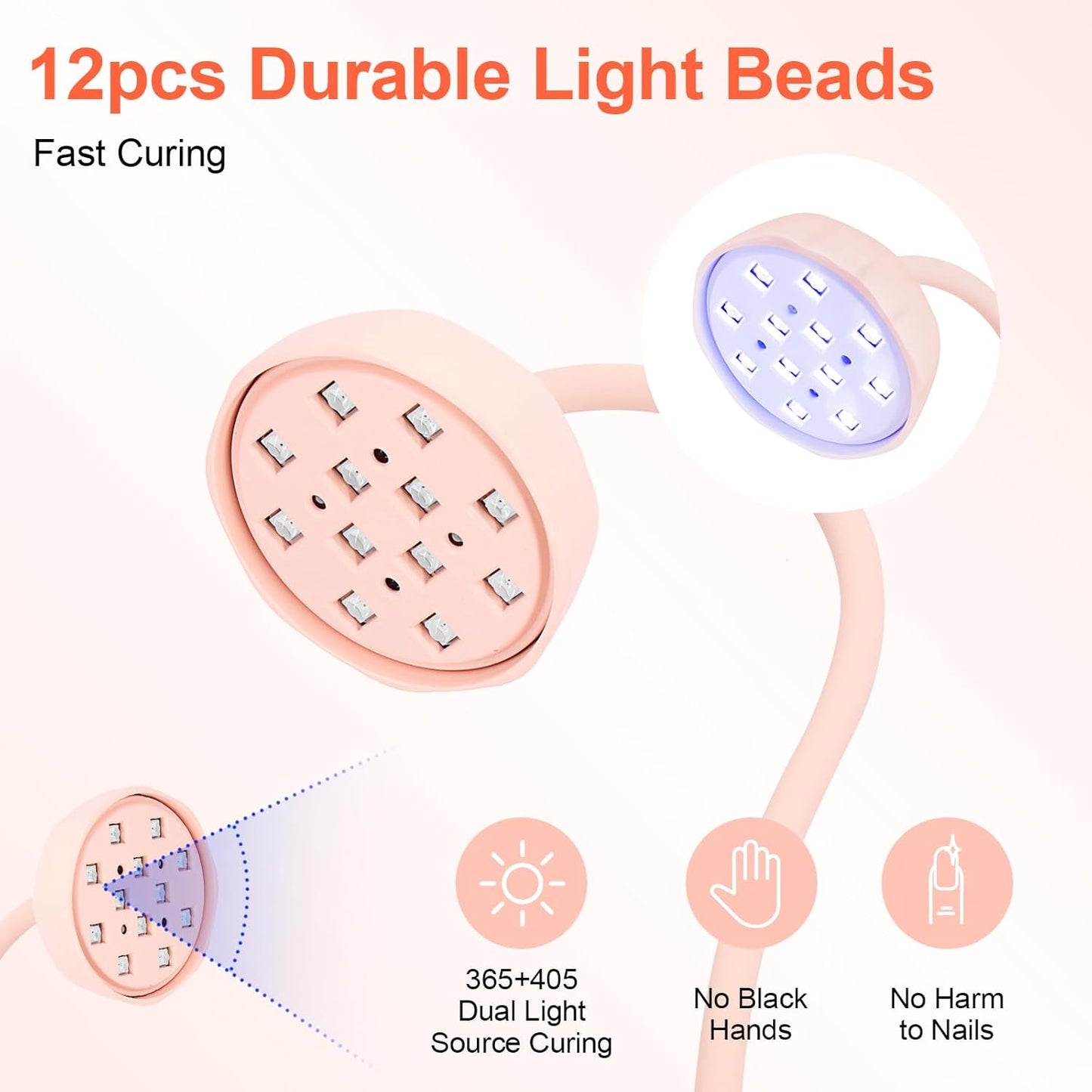 UV LED Nail Lamp,Flash Cure Nail Lamp with Auto Sensor & 2 Timers,Gooseneck UV Light for Acrylic Nails Extension Gel(Pink)