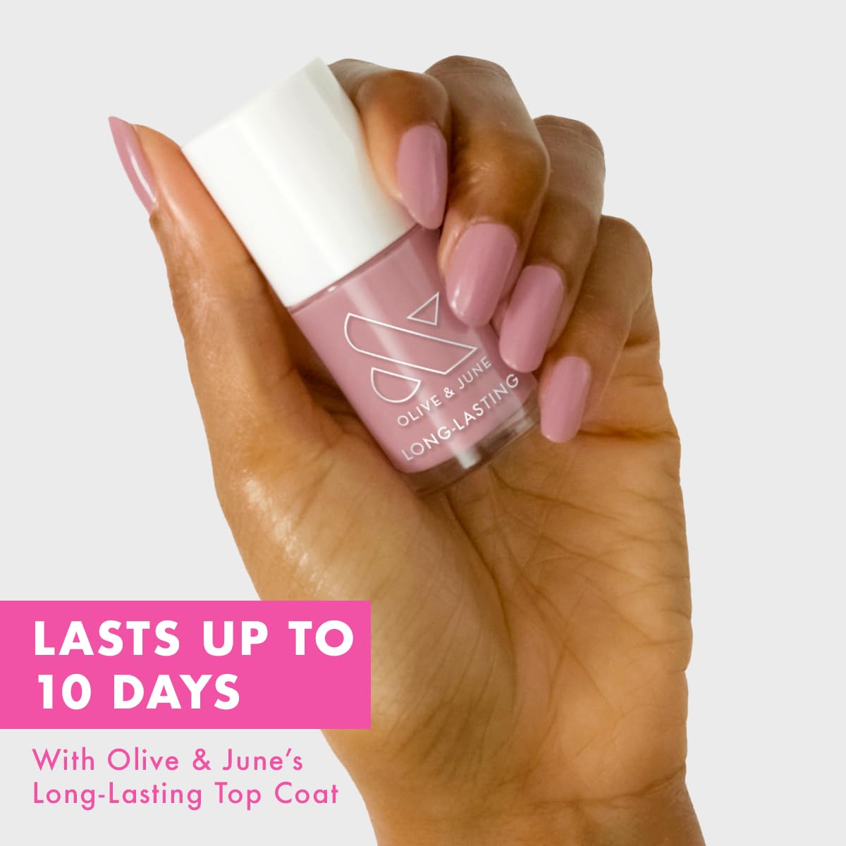 Olive & June Long Lasting Nail Polish | Plump Gel-Like Finish No Lamp Needed Lasts up to 10 days | Salon-Quality Color at Home | 15-Free, Vegan & Cruelty-Free Chip-Resistant Shine | World Lit, Mauve