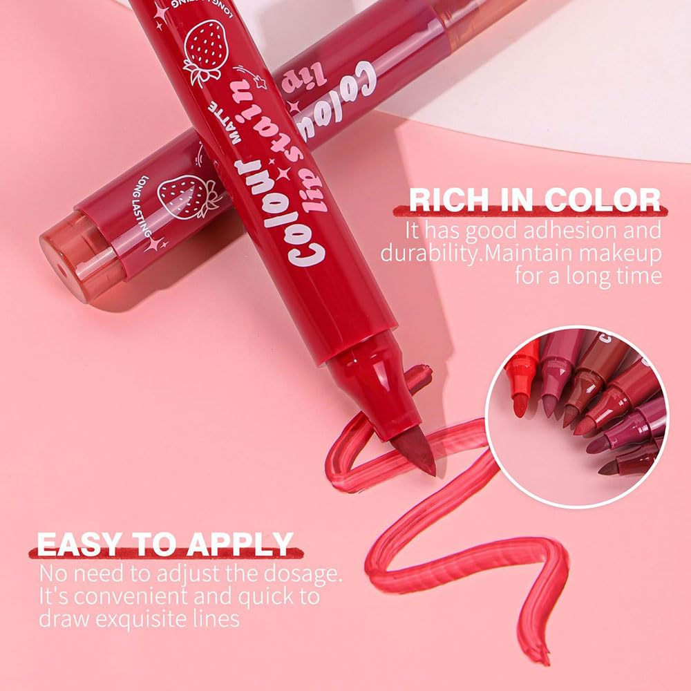 Lip Stain, Waterproof lip tint, Matte Color Look, Longlasting All Day Wear Lip Color, Smudge Proof Natural Finish, Precise Chisel Tip Marker,non sticky lip gloss,kiss proof lip color 01#
