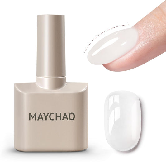 MAYCHAO Clear Milky White Builder Gel for Nails, 15ml Nail Strengthener in a Bottle, Nail Extension Hard Gel, Soak Off Long Lasting UV Light Cure