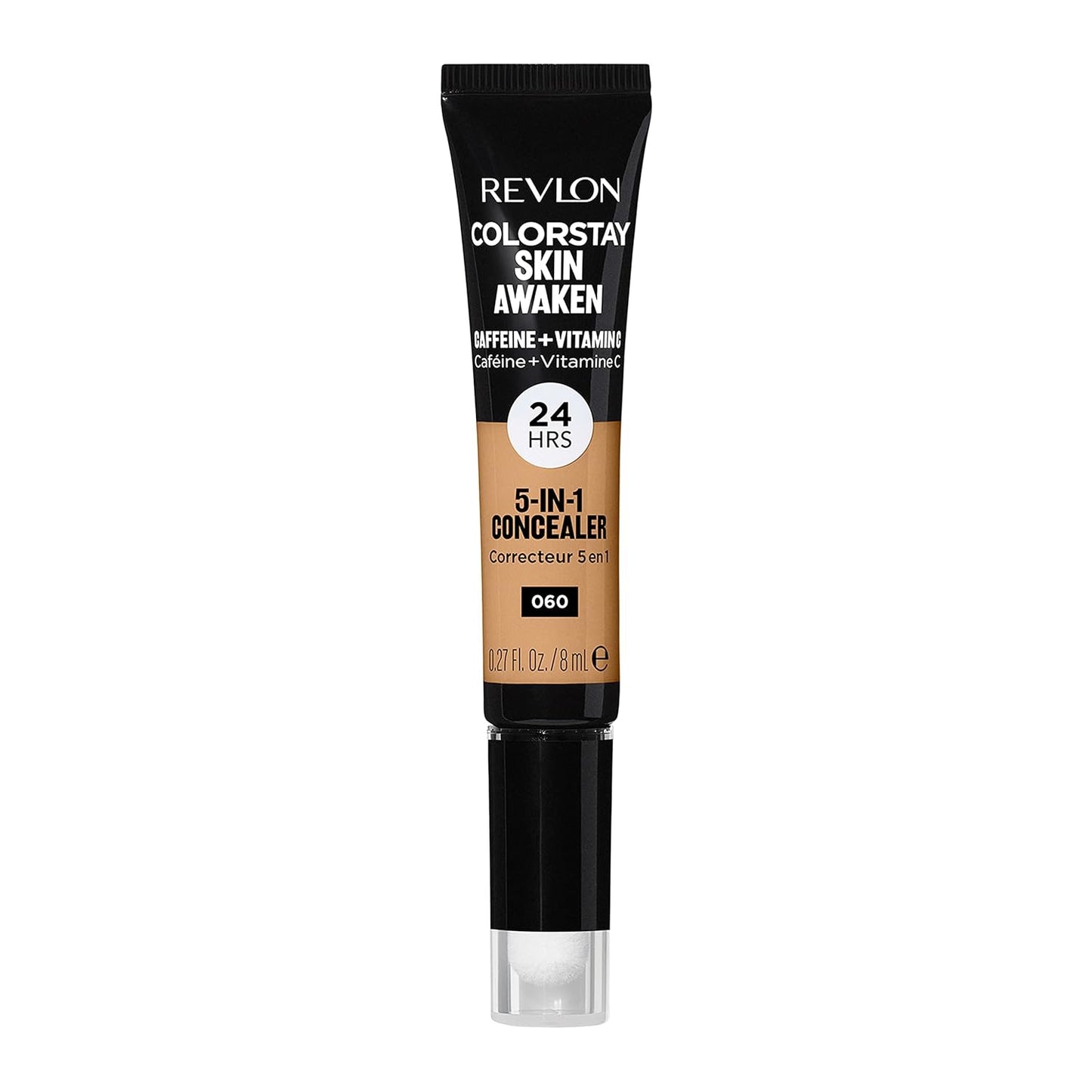 Revlon ColorStay Skin Awaken 5-in-1 Concealer, Lightweight, Creamy Longlasting Face Makeup with Caffeine & Vitamin C, For Imperfections, Dark Circles & Redness, 060 Deep, 0.27 fl oz