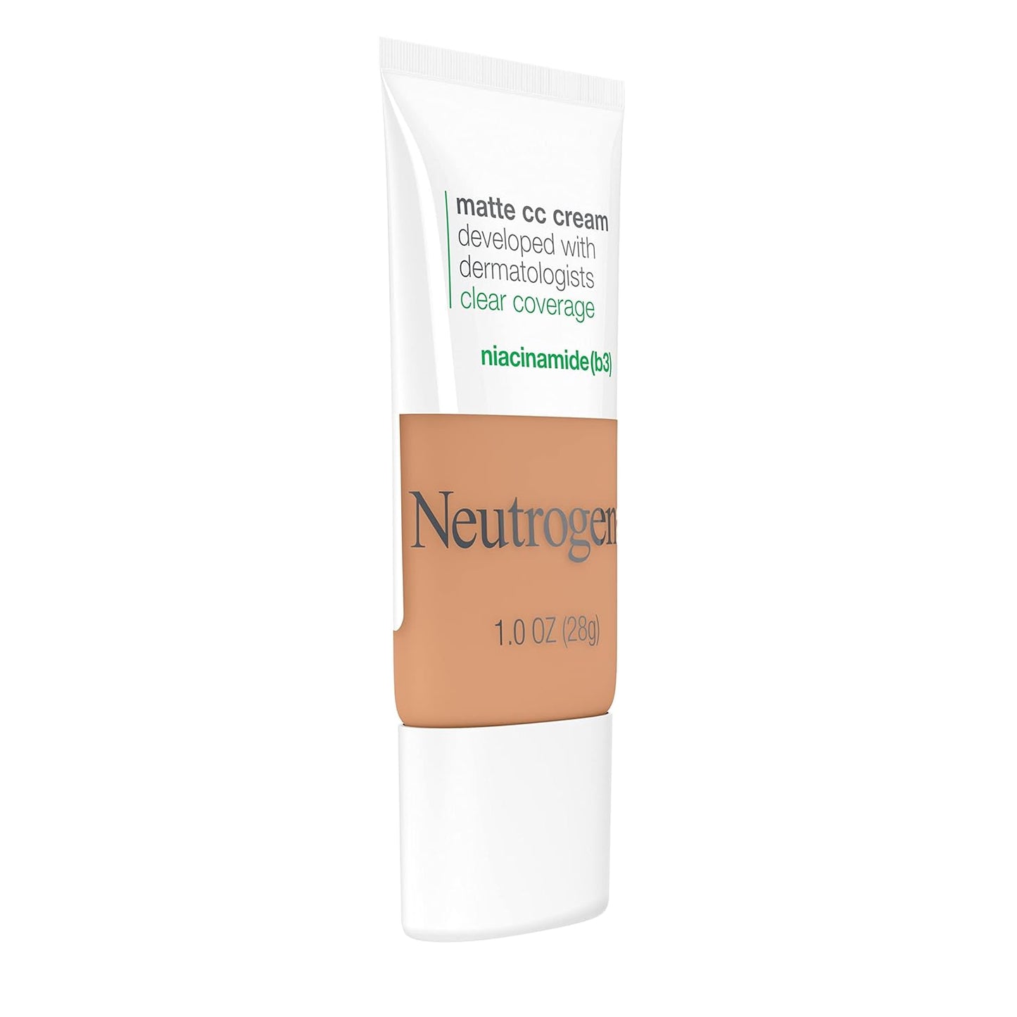 Neutrogena Clear Coverage Flawless Matte CC Cream, Full-Coverage Color Correcting Cream Face Makeup with Niacinamide (b3), Hypoallergenic, Oil Free & -Fragrance Free, Golden Ecru, 1 oz (Pack of 2)
