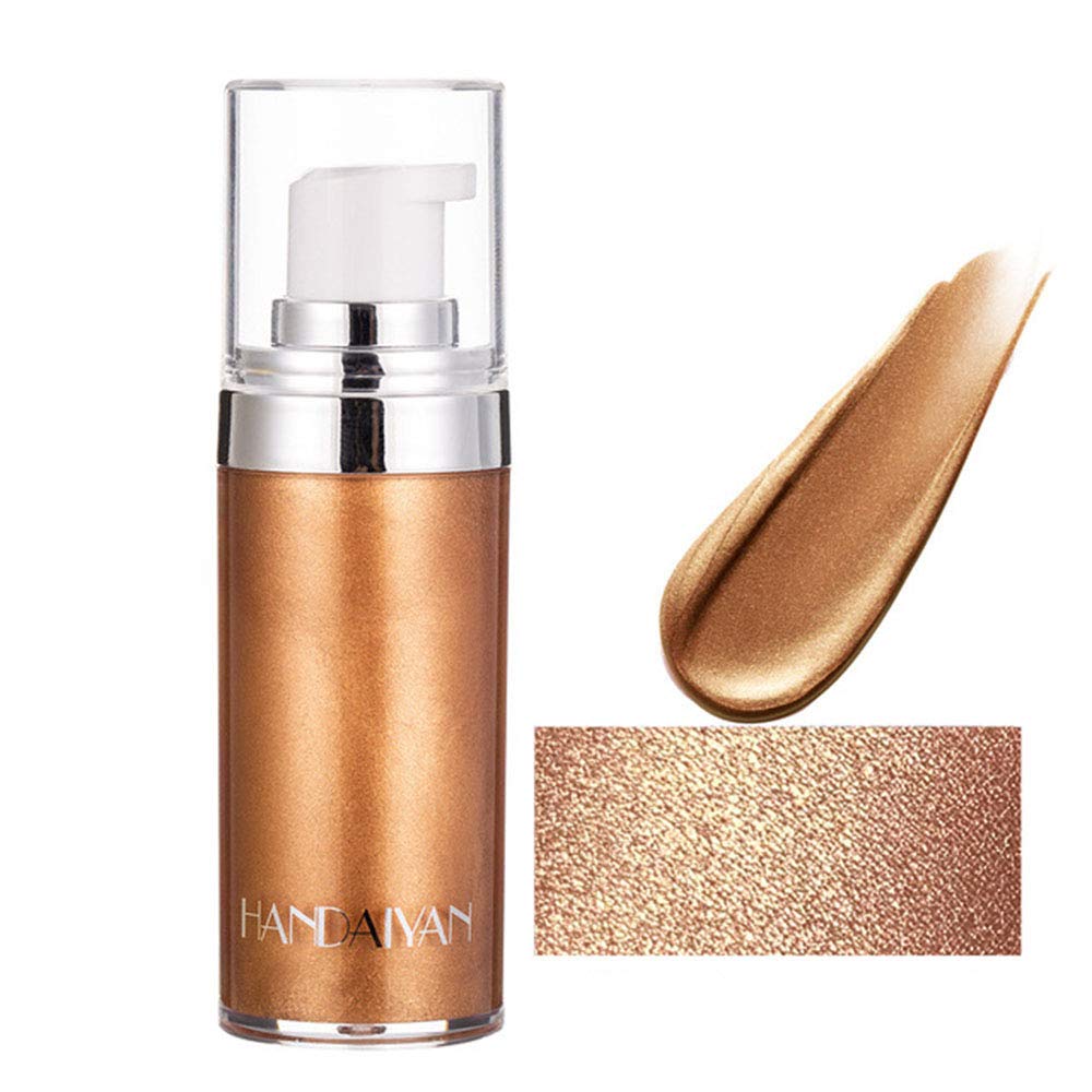 Body Face Luminizer Highlighter Cream Spray Liquid Bronzer Illuminator Glow Glistening Makeup Foundation (#3 Bronze Gold)