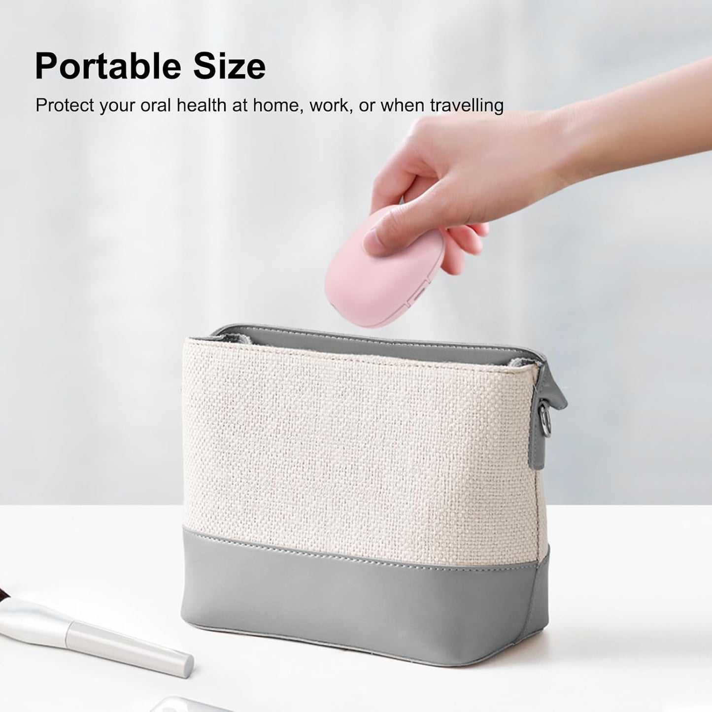 Toothbrush Holder, Toothbrush Cleaner Case, Portable USB Charging Toothbrush Cover with U V-C Light, Travel Toothbrush Holder (Pink)