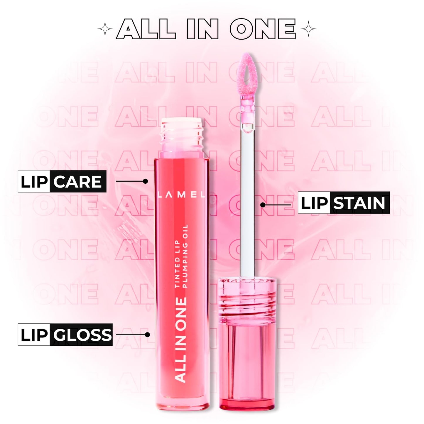 All-in-One Lip Oil - Lightweight, Tinted, Plumping, Hydrating Lip Gloss - Lip Balm for Day & Night Use, Long-Lasting Lip Stain, Lip Glow Oil, No-Sticky Gloss, Lip Plumper Tint - Peachy №401