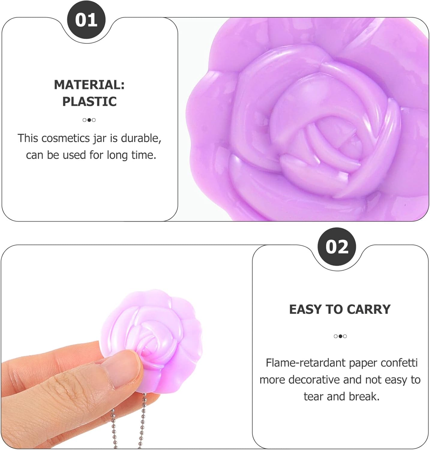 FRCOLOR Empty Makeup Compact 4Pcs Rose Shaped Lipstick Palettes with Mirror Refillable Mini Makeup Case Travel Cosmetics Container Sample Beauty Jars for Powder, Blush, Eye Shadow, Loose Powder