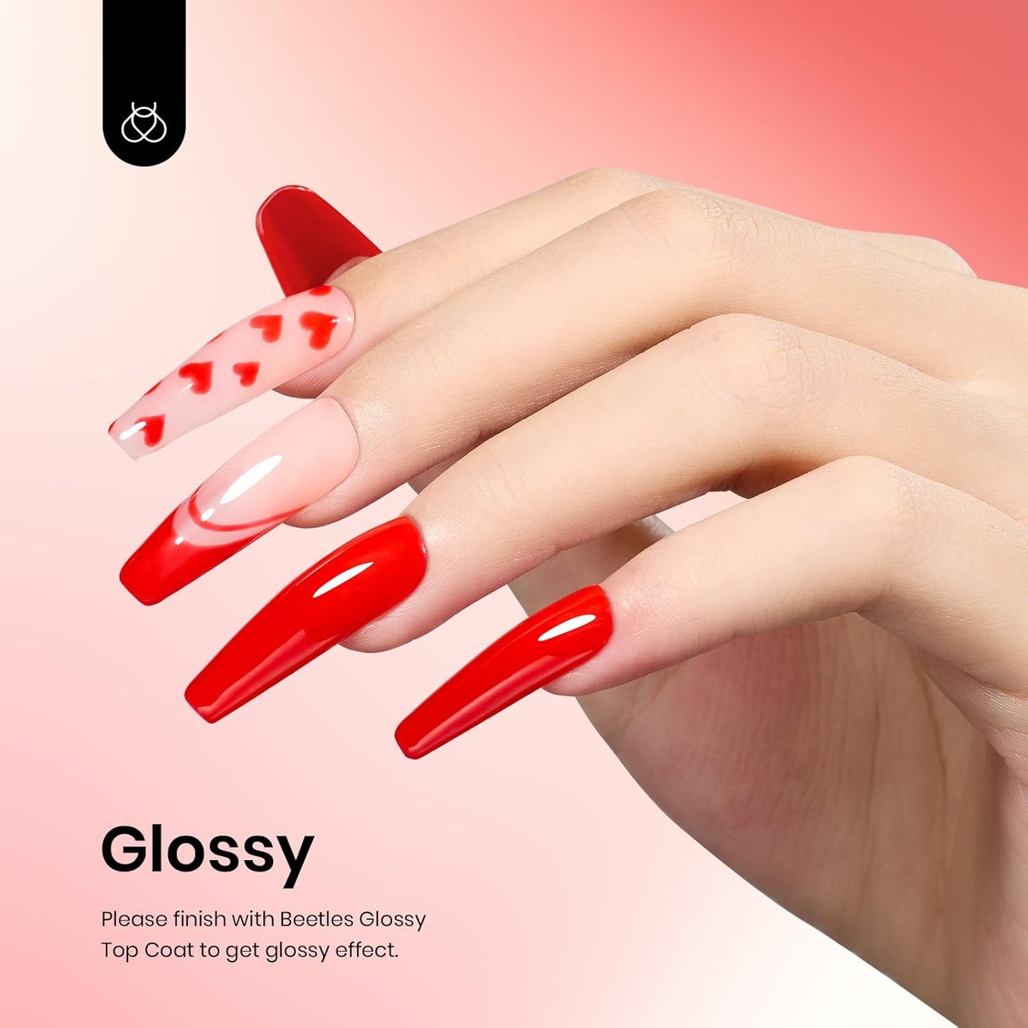 Beetles Red Gel Nail Polish, 1 Pcs 15ml 0.51 FL.OZ Red Color Soak Off U V LED Gel Polish Nail Art Design Manicure Salon DIY Salon