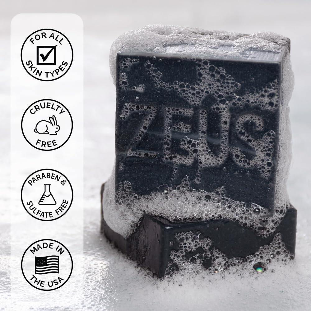 ZEUS Beard Wash Bar for Men, All-Natural Hydrating Shampoo, Skin-Clarifying Soap & Beard Care Cleanser with Natural Ingredients, Anti-Itch & Gentle on Skin (Made in USA) Verbena Lime