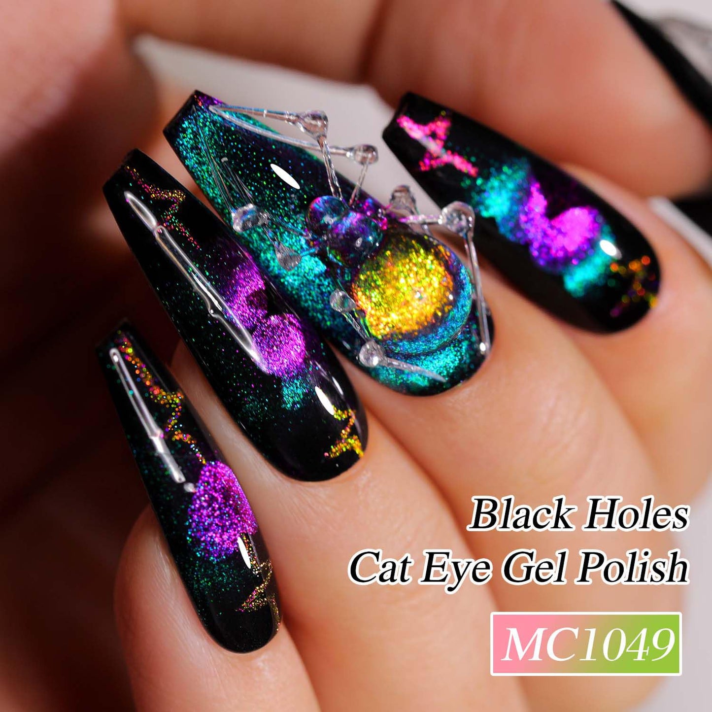 Double Rhythm Jelly Glass Cat Eye Gel Polish with Magnet 15ML Holographic Glitter Shimmer Translucent Sheer Color Magnetic Nail Polish Salon DIY at Home (Blue Purple-MC1049)