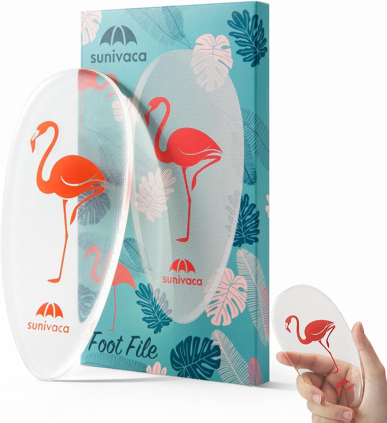 Glass Foot File Callus Remover for Feet, Flamingo Gifts for Women, Feet Scrubber Dead Skin Remover, Professional Pedicure Tools at Home, Heel Scraper for Cracked Heels Heavy Duty