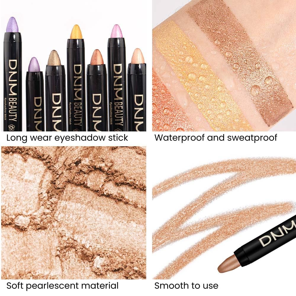 evpct 2Pcs Cream Eyeshadow Sticks Set for Eyes Light Khaki & Desert Gold Shimmer Eye Crayon Shadow Brightener Stick Pencil Pen Bulk sombras en crema para ojos 04+06