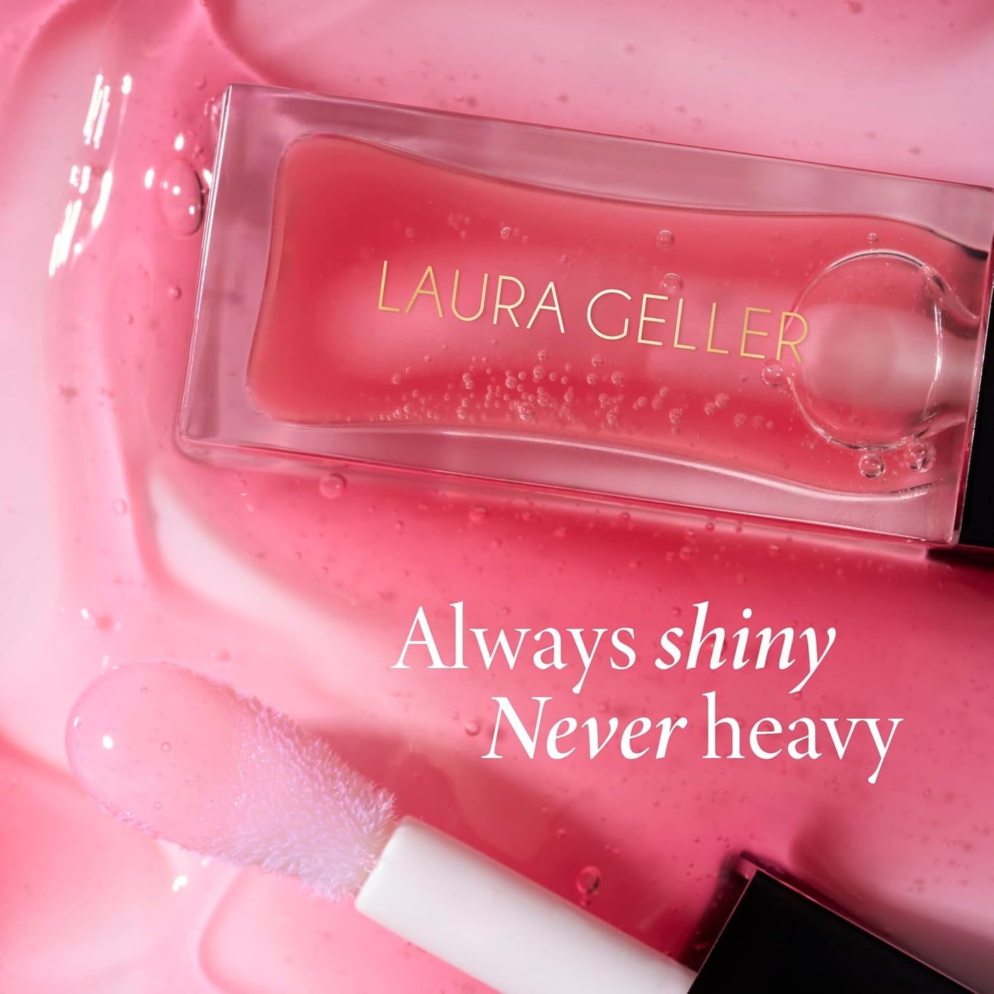LAURA GELLER NEW YORK Fine Shine Glossy Lip Oil, Glass Half Full - Hydrating Squalane - Clear Lip Gloss