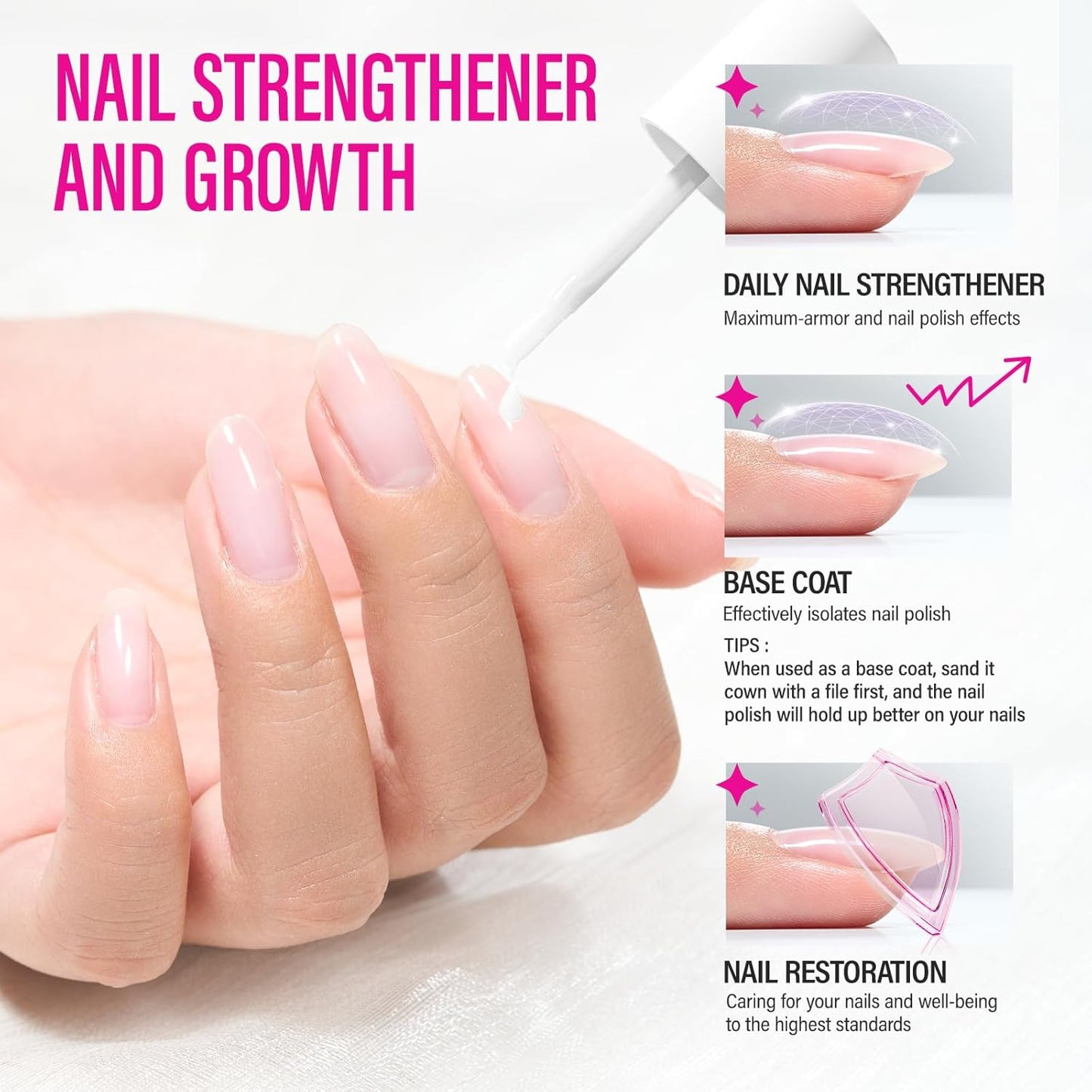 Nail Ridge Filler Hardener for Women: 15ml Milky White Nail Strengthener Protein Extra Strong and Growth - Polish Concealer for Thin and Damaged Nails