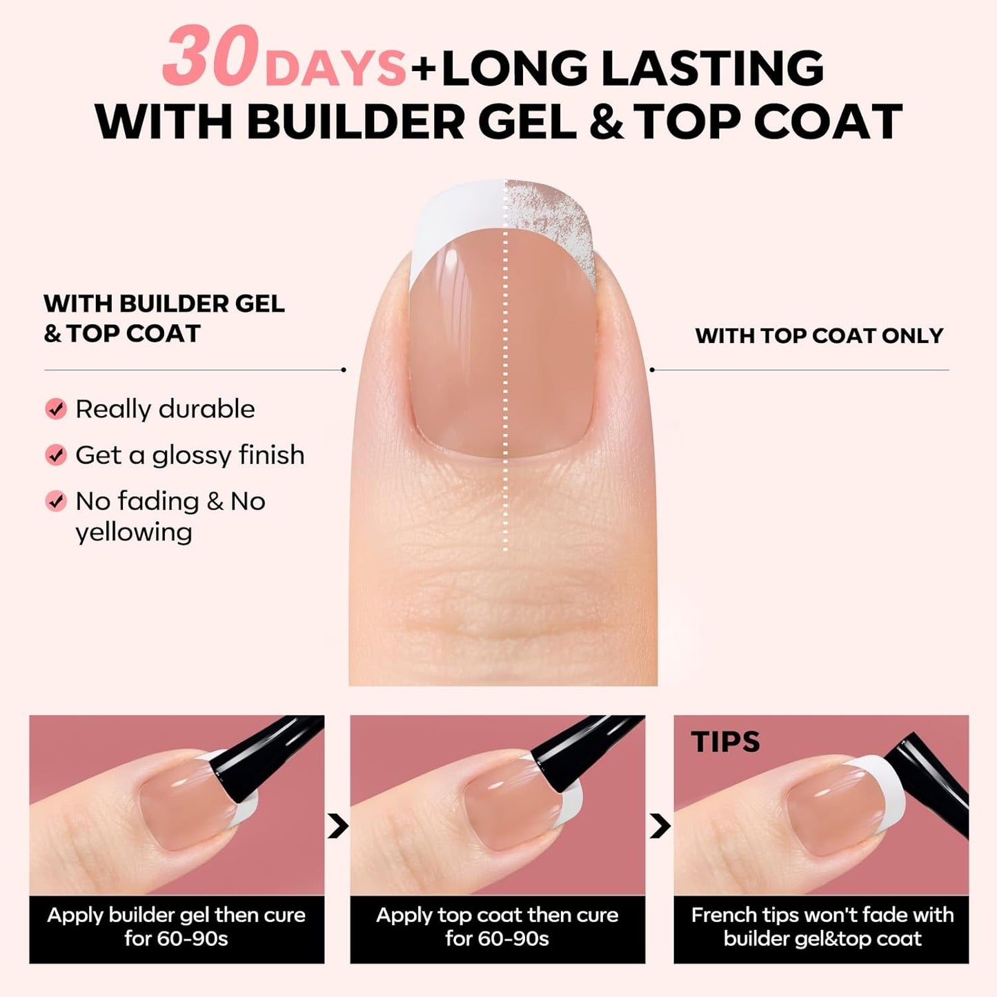 modelones French Tip Press on Nails, 150Pcs Extra Short Square Fake Nails with Nail Box, Deep Nude Gel Nail Tips for Women, Soft Glue-On Nails for Natural Salon Look, DIY Nail Art (15 Sizes)