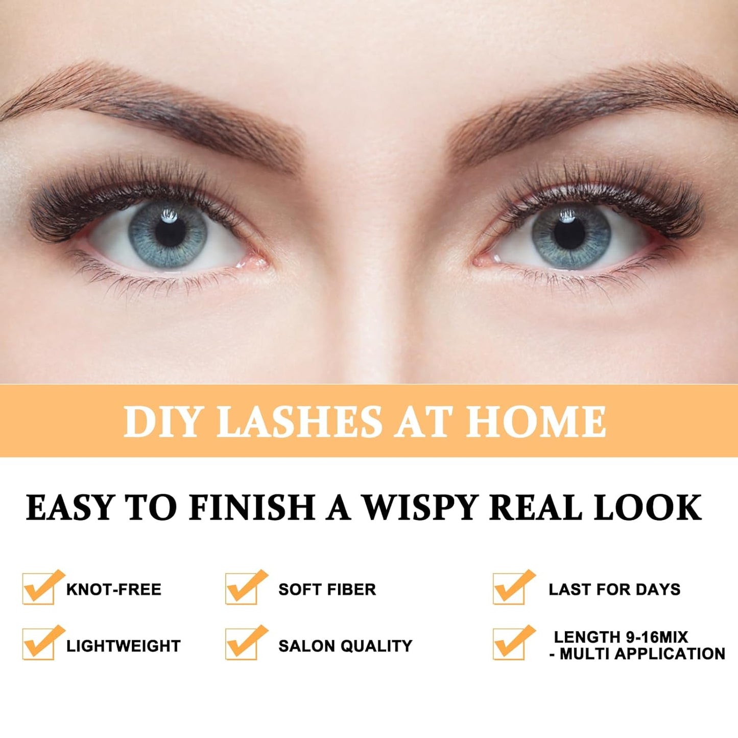 B&Q Lash Clusters 30D-0.07D-9-16MIX B&Q LASH 280 Clusters False Eyelash 20D 30D 40D Lash Extensions Individual Lashes Cluster DIY Eyelash Extensions at Home (30D-0.07D,9-16MIX)