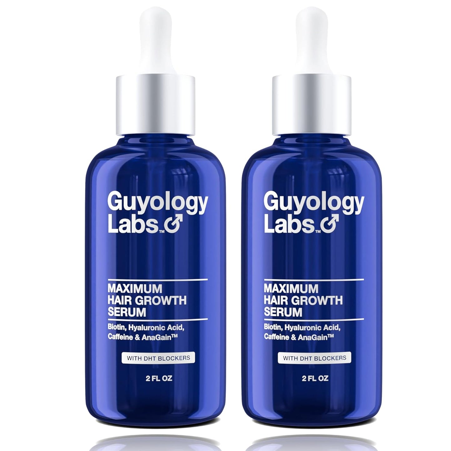 2 x Biotin Hair Growth Serum for Men, Women & All Types of Hair - DHT Blocker & Scalp Serum - Biotin and Hyaluronic Acid - Anti Thinning Hair - Hair Regrowth - Made in USA - Guyology Labs
