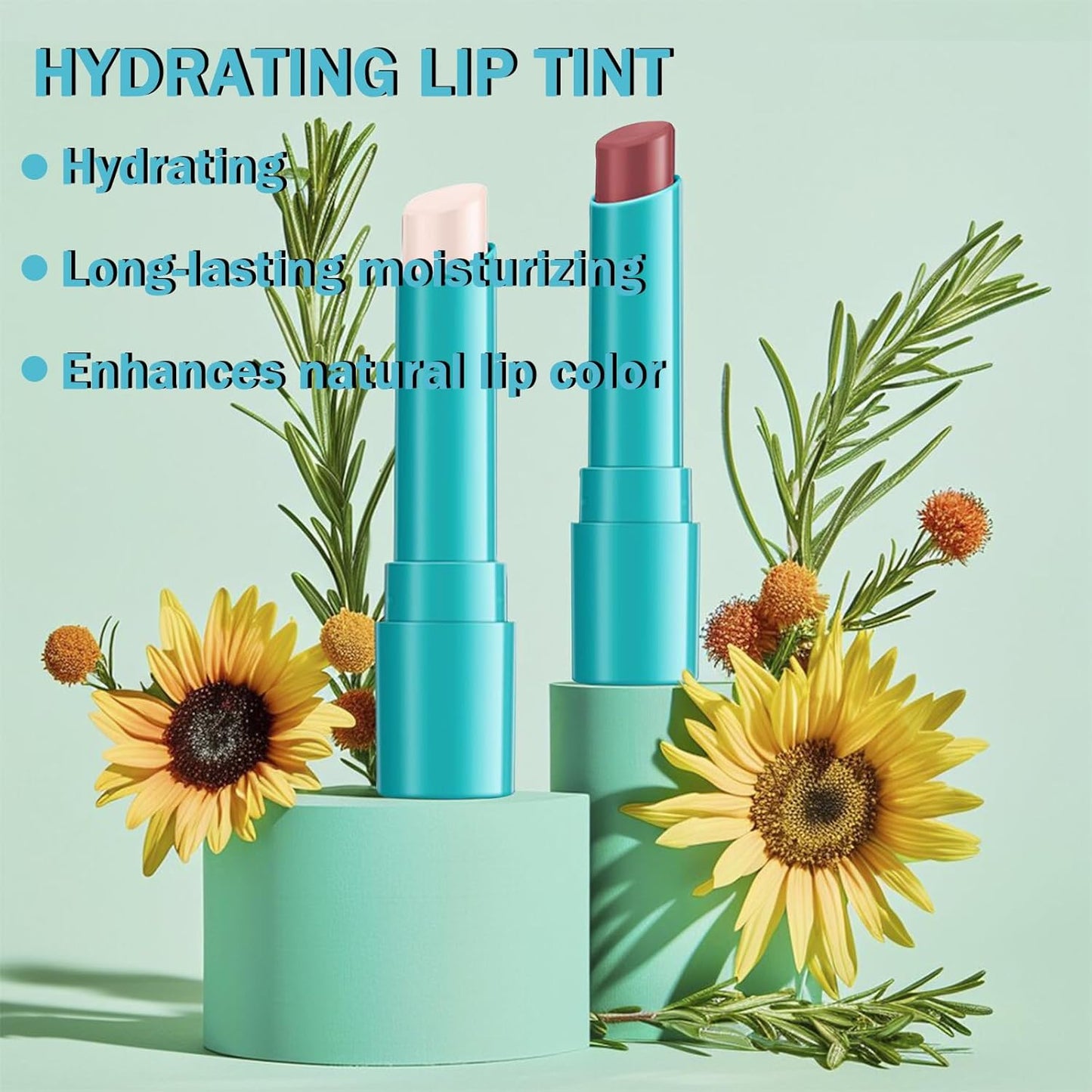 Lip Tint Hydrating, Moisturizing Lip Oil Balm, Long Lasting Waterproof Lip Gloss Non-Stick Cup Lipstick Set, Natural Ingredients Strong Moisturizing Lipstick (Muted Rose)