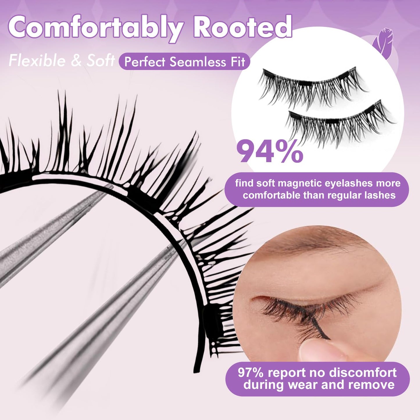 Elara Craft Magnetic Eyelashes with Applicator, Magnetic Eyelashes Natural Look,Reusable Magnet Lashes No Glue Needed Soft Lashes Kit(Natural+Simple)